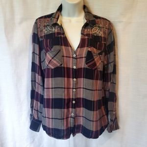 Vintage America Blues sz L Embroidered Flannel